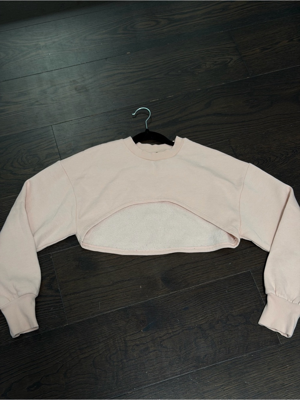 Zara Light Pink Cropped Pullover Sweatshirt